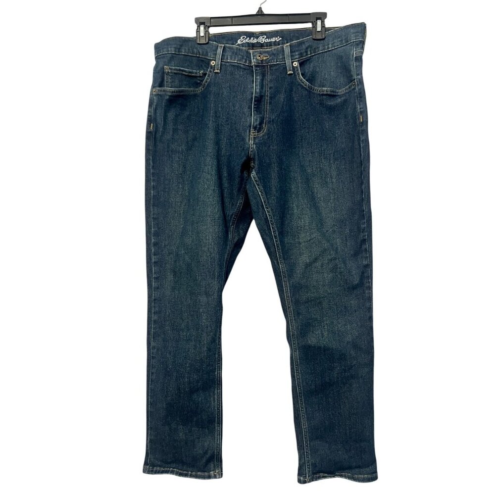 Eddie Bauer Mens 38x30 Blue Denim Jeans Specially Dyed Regular‎ Fit Straight Leg